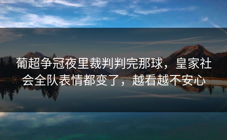 葡超争冠夜里裁判判完那球，皇家社会全队表情都变了，越看越不安心