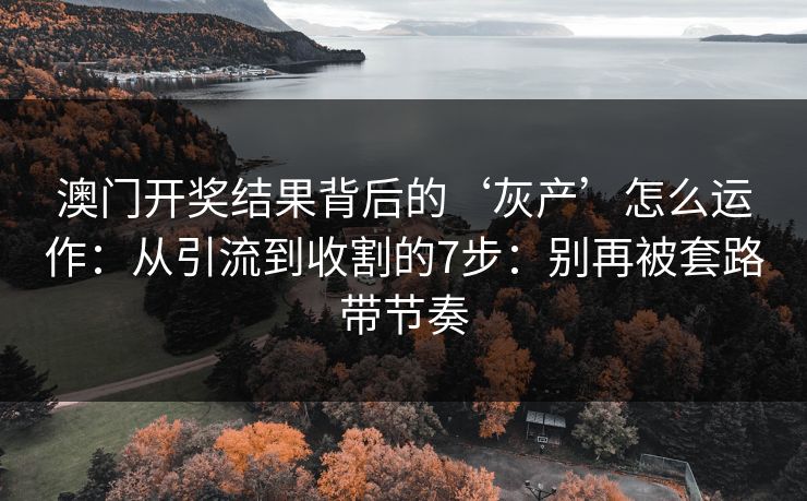 澳门开奖结果背后的‘灰产’怎么运作：从引流到收割的7步：别再被套路带节奏